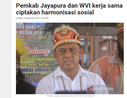 Pemkab Jayapura dan WVI Kerja Sama Ciptakan Harmonisasi Sosial