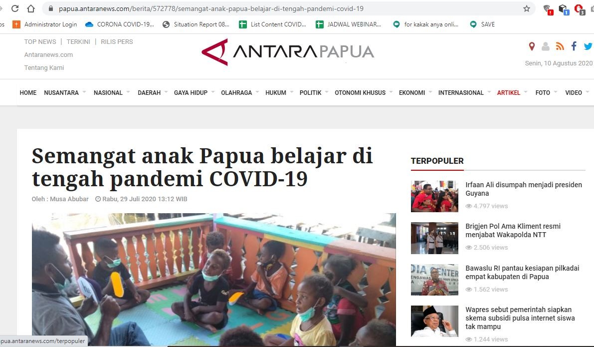 Semangat Anak Papua Belajar di Tengah Pandemi Covid-19