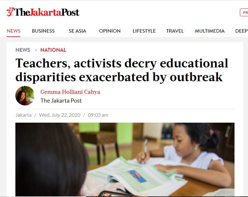 THE JAKARTA POST - Teachers, Activists Decry Educational Disparities Exacerbated by Outbreak
