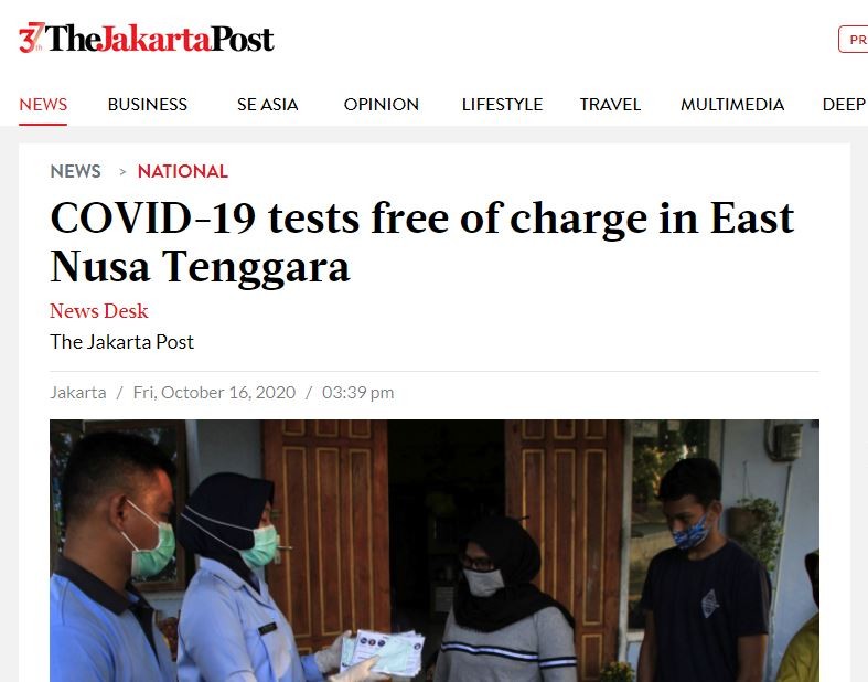 COVID-19 tests free of charge in East Nusa Tenggara News Desk The Jakarta Post