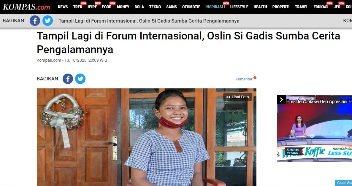 Tampil Lagi di Forum Internasional, Oslin Si Gadis Sumba Cerita Pengalamannya
