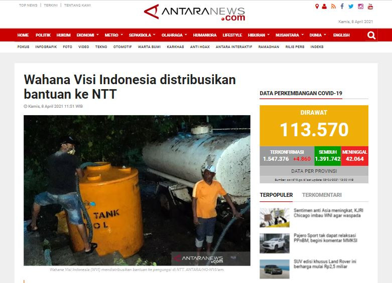 Wahana Visi Indonesia Distribusikan Bantuan ke NTT