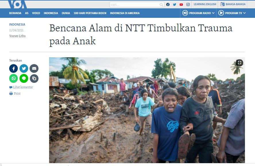Bencana Alam di NTT Timbulkan Trauma pada Anak