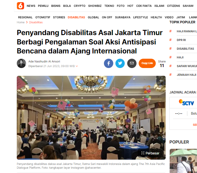 Penyandang Disabilitas Asal Jakarta Timur Berbagi Pengalaman Soal Aksi Antisipasi Bencana dalam Ajang Internasional