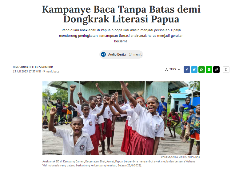 Kampanye Baca Tanpa Batas demi Dongkrak Literasi Papua