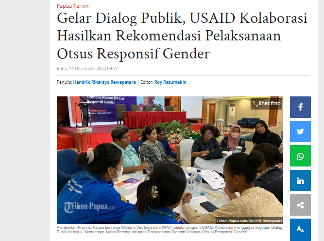 Gelar Dialog Publik, USAID Kolaborasi Hasilkan Rekomendasi Pelaksanaan Otsus Responsif Gender