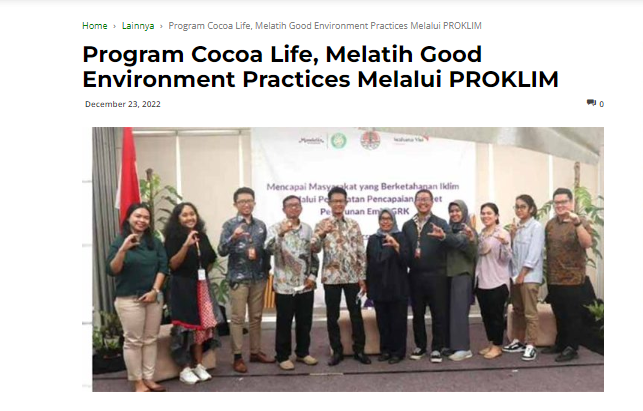 Program Cocoa Life, Melatih Good Environment Practices Melalui PROKLIM
