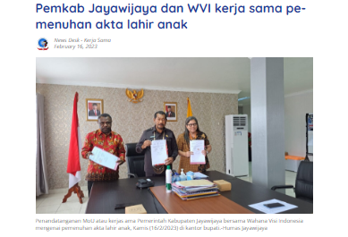 Pemkab Jayawijaya dan WVI Kerja Sama Pemenuhan Akta Lahir Anak