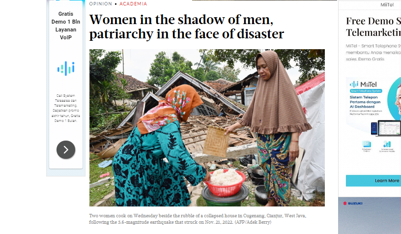 Women in the shadow of men, patriarchy in the face of disaster