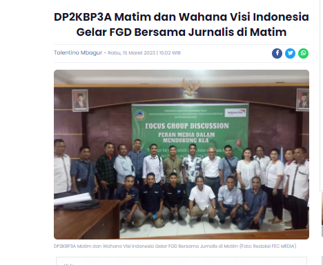 DP2KBP3A Matim dan Wahana Visi Indonesia Gelar FGD Bersama Jurnalis di Matim