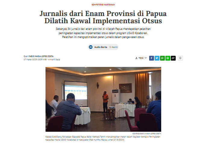 Jurnalis dari Enam Provinsi di Papua Dilatih Kawal Implementasi Otsus