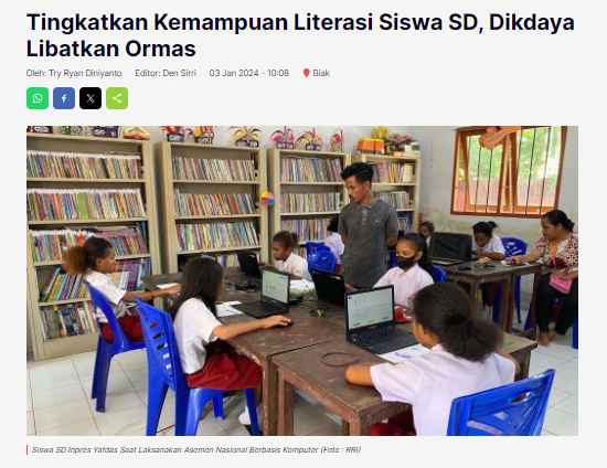 Tingkatkan Kemampuan Literasi Siswa SD, Dikdaya Libatkan Ormas