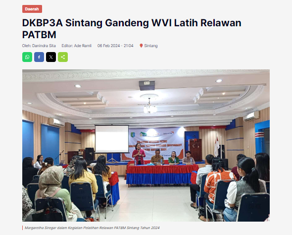 DKBP3A Sintang Gandeng WVI Latih Relawan PATBM