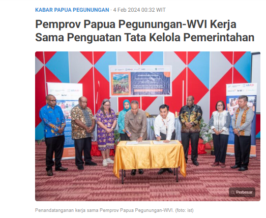 Pemprov Papua Pegunungan-WVI Kerja Sama Penguatan Tata Kelola Pemerintahan