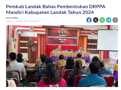 Pemkab Landak Bahas Pembentukan DRPPA Mandiri Kabupaten Landak Tahun 2024